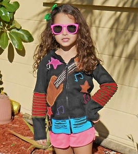 Rising International NEPAL Children's COTTON HOODIE Jacket GUITAR- FAIR TRADE - Picture 1 of 8