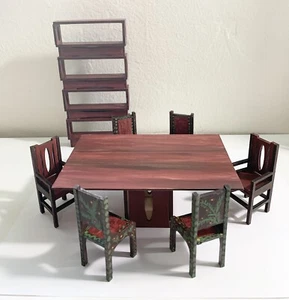 Dining Table And 6 Chairs And Etagere 1:12 Scale Miniature Dining Room Set - Picture 1 of 9