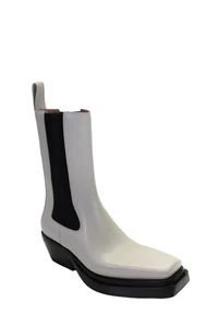 Bottega Veneta Womens Leather Square Toe Pull On Mid-Calf Boots White Size 39 9 - Picture 1 of 6