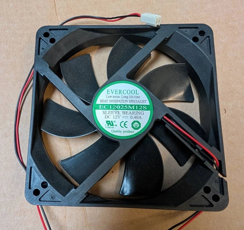 Evercool 120mm x 25mm EC12025M12S 12V, 0.40A 2-Pin Cooling Fan - Image 1 of 1