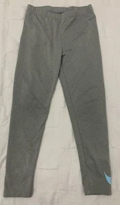 Nike Dri Fit Girls Leggings Size 6X/LG Heather Gray With Blue Nike Swoosh - Picture 1 of 3