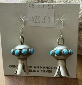 Navajo 925 Sterling Silver Turquoise Blossom Earrings MS Southwestern - Imagen 1 de 12