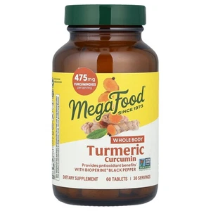MegaFood Turmeric Strength for Whole Body 60 Tablets Dairy-Free, Gluten-Free, - Picture 1 of 3