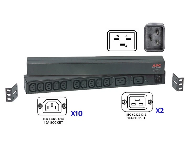 APC 3.68kVA PDU- 1U 19" Rack-mountable -IEC-320 C20,10xIEC 320-C13,2xIEC 320-C19 - Image 1 of 1