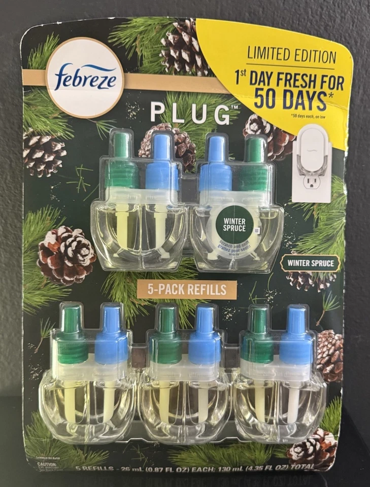 Ambientador perfumado Febreze Winter Spruce Plug In Refills — Paquete de 5 Foto 1 de 2