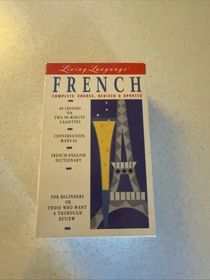 Living Language French Complete Course 2 Cassettes Conversation Book Dictionary - Image 1 of 4