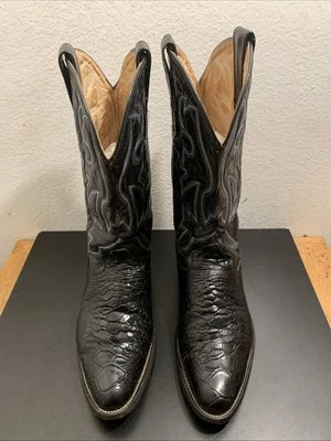 Винтажный морской черепахи черный печать ботинки Sz Max 26 1/2 США 7,5 Botas Carruaje - Изображение 1 из 4