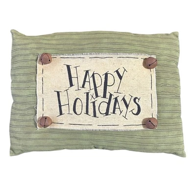 Christmas Throw Pillow 12” X 9” “Happy Holidays” Country Rustic Shabby Chic - Image 1 of 4