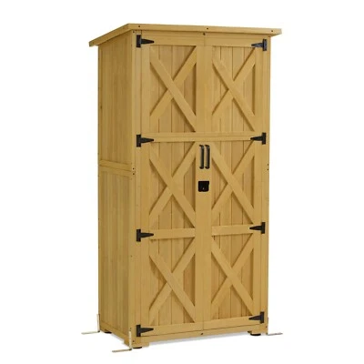 M MCombo Gartenschrank Gartenhaus Holz Wetterfest, 55×90×169cm, 0878D-F (Natur) - Bild 1 von 4