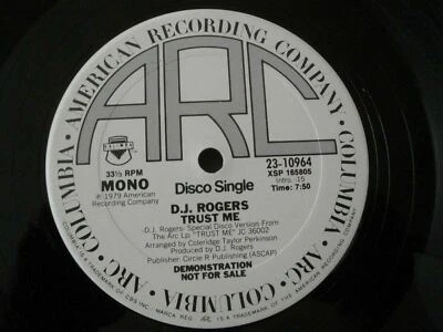 D.J. ROGERS TRUST ME 1979 12" SINGLE VINYL ALBUM PROMO DISCO RC RECORDS MONO EX Foto 1 de 2