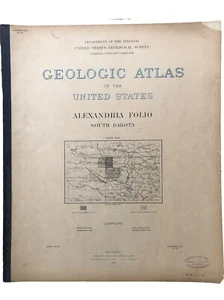 Antique 1903 US Geological Atlas Alexandria South Dakota Folio Maps - Picture 1 of 5