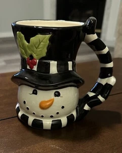 Schneemann große Kaffeetasse - mit 3D strukturiertem Oberteil Mütze & Schal Griff - Bild 1 von 7
