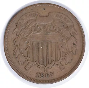 1867 Two Cent Piece DDO FS-101 VF Uncertified #835 - Picture 1 of 2