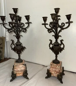 Pair Of Antique French Art Nouveau Candelabras/Garnitures - Picture 1 of 8