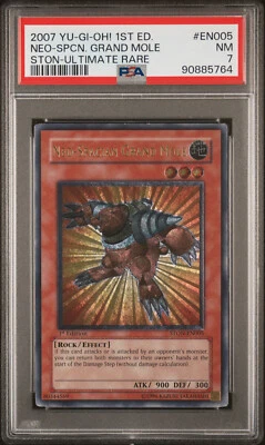 2007 YUGIOH 1ST ED STON-EN005 NEO-SPACIAN GRAND MOLE ULTIMATE PSA 7 NM #90885764 - Image 1 of 2