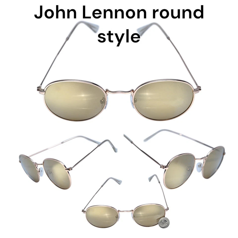 Óculos de sol estilo John Lennon redondo retrô estilo vintage anos 60 anos 70 cobre 1073 - Imagem 1 de 1