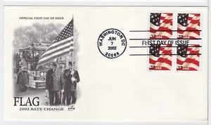 TurtlesTradingPost- American Flag 2002 # 3636 FDC- Artcraft Block of 4 - Picture 1 of 1