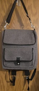 Grau gefilzte Wolle, veganes Leder Rucksack/Schultasche/Schultasche von Punctuate - Bild 1 von 11