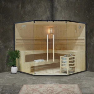 Home Deluxe Tradizionale Sauna 6 Persone Abete Panorama Vetro Anteriore Moderno - Bild 1 von 12