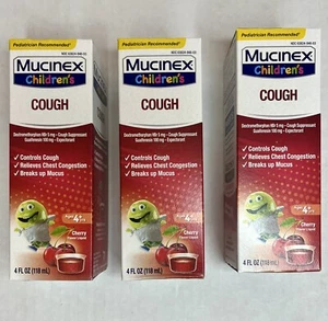 3X Mucinex Children's Cough Medicine Cherry Flavor Ages 4+ 4 fl oz EXP 11/25 - Picture 1 of 5