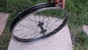 Vintage 1985 Ish Steel Chrome/Black 20in BMX Rim 3/8 SCHWINN - Picture 1 of 13