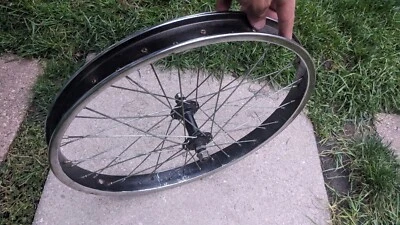 Vintage 1985 Ish Steel Chrome/Black 20in BMX Rim 3/8 SCHWINN  - Image 1 of 4