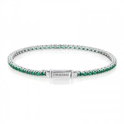 UNOAERRE BRACCIALE da donna Tennis con zirconi verdi in argento 925 (6030) - Immagine 1 di 4
