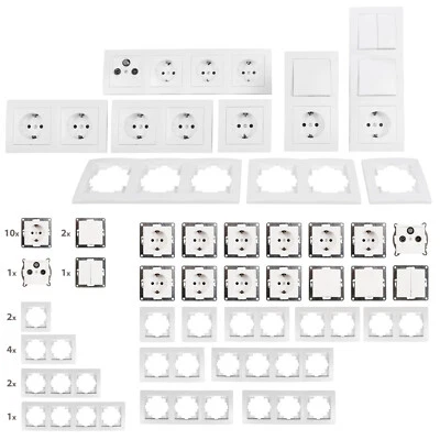 MC POWER Schalter Steckdosen Set Flair "Komfort" in weiß 23-teilig Schalter + Steckdose