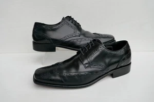 JEFFREY WEST AUTOGRAPH M+S BLACK LEATHER/LEATHER LINED ITALIAN BROGUE SHOES UK 8 - Picture 1 of 15