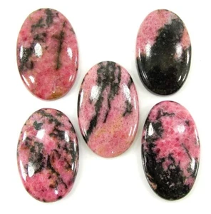200.80 Ct Natural Pink Rhodonite Loose 29-32 mm Gemstone Cab 5 Pcs Lot - 2108 - Picture 1 of 2