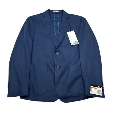 Abrigo deportivo ajustado Bar III para hombre 36R 36 azul mezcla de algodón elástico moderno $295 Foto 1 de 4
