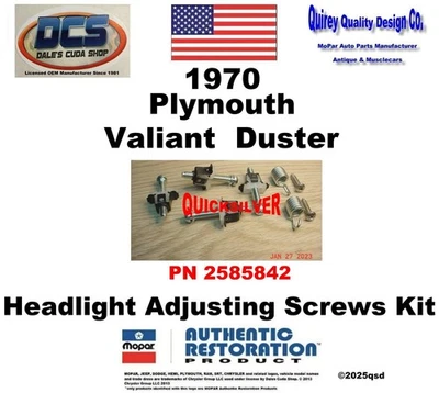 1970 Plymouth Duster Valiant 2 Headlight Adjuster Kit 2585842 New MoPar USA - Image 1 of 3