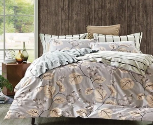 Open Box Queen Size Bett-Set Botanischer Druck Baumwolle: 1 Bettbezug 2 Kissenbezüge - Bild 1 von 1