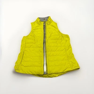 Women’s Neon Yellow Reflective Quilted Puffer Vest Size Large Tangerine EUC - Image 1 of 4