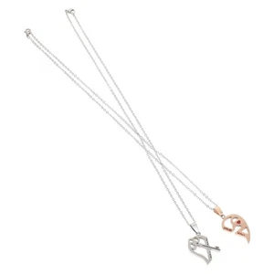 2 PCS Heart Necklace Lovers Miss Break Shape Couple Stainless Steel - Picture 1 of 12
