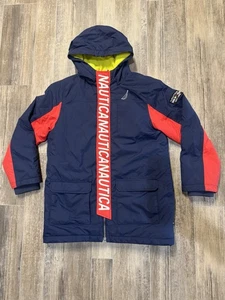 NAUTICA KIDS WATER RESISTANT NAVY/RED SIZE LARGE 14/16 NYLON WINTER JACKET COAT - Picture 1 of 11