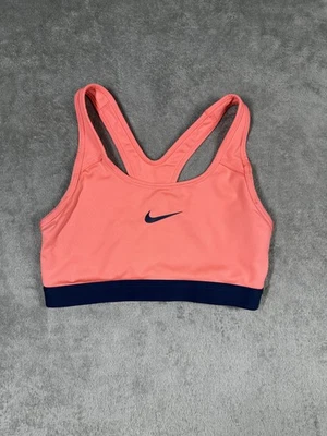 Nike Dri-FIT Sports Bra Small Pink Navy Blue Racerback Athletic Workout Top - Image 1 of 4