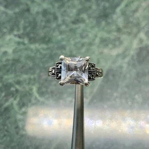 Vintage-Verlobungsring mit Zirkonia und Markasiten im Prinzessschliff Repro Größe 8,5 - Bild 1 von 9