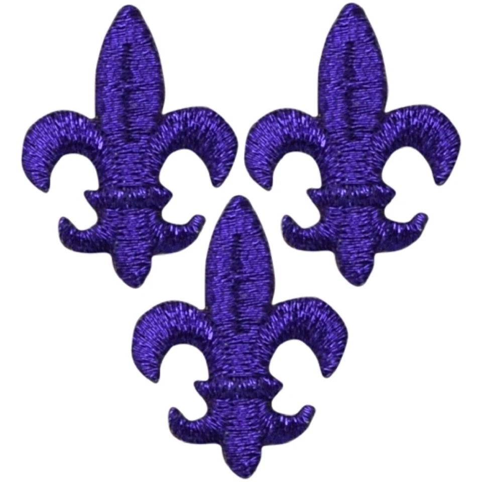 Medium Fleur De Lis Applique Patch - Purple Cross Saints 1.75" (3-Pack, Iron on) - Image 1 of 1