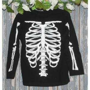 Children's Place Black Halloween Graphic Skeleton XS 4 T Shirt Long Sleeve - Picture 1 of 7