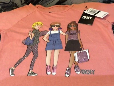 New Apricot 100%Cotton Girls DKNY 3 friends together T-Shirt.Age UK 5 - Image 1 of 4