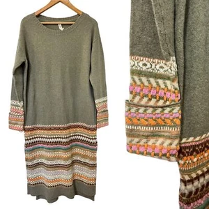 Anthropologie Daily Practice Midi Embroidered Sweater Dress Size XS Green Soft - Picture 1 of 8