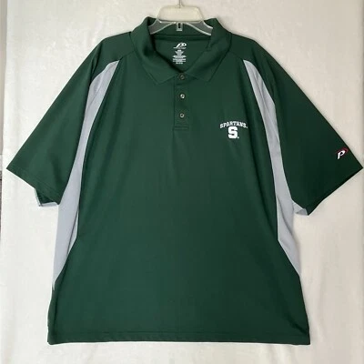 Polo Michigan State University Spartans 2XL verde cinza logotipo bordado MSU - Imagem 1 de 4