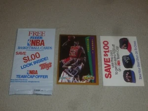 TARJETA DE PIZZA TONYS VINTAGE DE MICHAEL AIR JORDAN 1992-1993 RARA FLEER NNO BULLS 23 MJ - Imagen 1 de 3