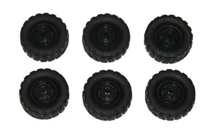 6x Meccano Teil C877 44 mm Durchmesser Reifen und C876 schwarze Nabe Original - Bild 1 von 1