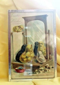  Postkarte Osterwünsche süße Küken Raphael Tuck - gerahmte Postkarte  - Bild 1 von 5