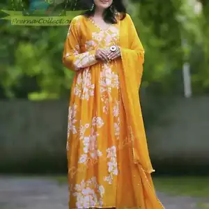 Indian Women' Tunic Kurti Afghani Pant Set Designer Beautiful Kurta Set - Picture 1 of 18