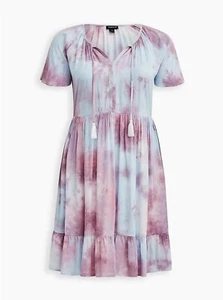 Torrid blau rosa Pastellkrawatte gefärbt abgestuft Rüschenkleid Größe 0/L-12 neu mit Etikett #72 - Bild 1 von 4