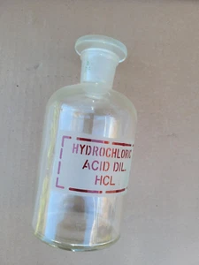 Salzsäure HCl Glas Apotheker Stopper Glas UND braune Flasche KOSTENLOSER US-VERSAND - Bild 1 von 9