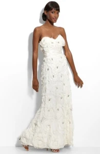 Alberto Makali Rosette Applique Silk Gown- Size 14 (FLK# 119 B) - Picture 1 of 10